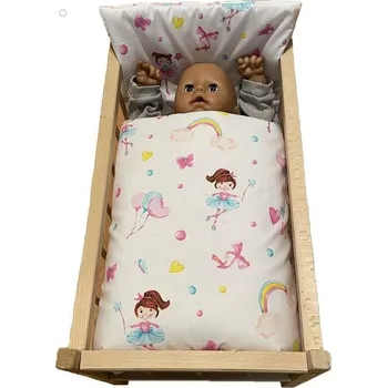 Doplněk pro panenku Peřinky do postýlky pro panenky Baletky na bílém 38x44 cm, 28x20 cm