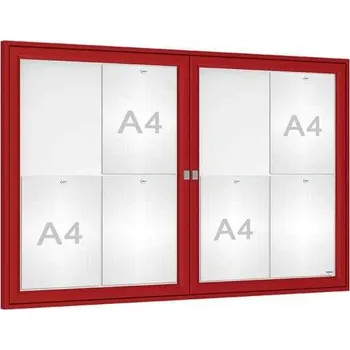 Informační tabulka Venkovní elegantní vitrína Tradition, 8 x A4 dvoukřídlá, červená + doprava zdarma
