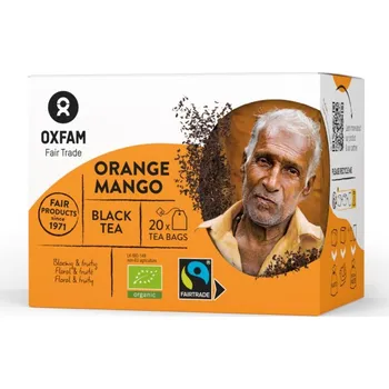 Čaj Oxfam Fair Trade Bio černý čaj s aroma manga a pomeranče ze Šrí Lanky, sáčky 20 x 1,8 g