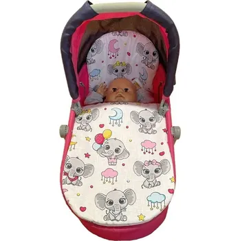 Doplněk pro panenku SDS Peřinky do kočárku pro panenky Veselí sloníci Bavlna, výplň: Polyester, 1x 27x40 cm / 25x20 cm