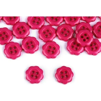 Knoflík Knoflík čtyřdírkový květ pink průměr 12 mm