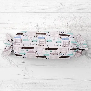 Dekorativní polštářek Dětský polštář válec bonbon Sandra SA-199 Autíčka a autobusy 15x40 cm