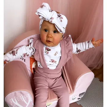 Dívčí legíny ANDY Boom legíny žebrované s kšandami a volánky starorůž Velikost děti: 104