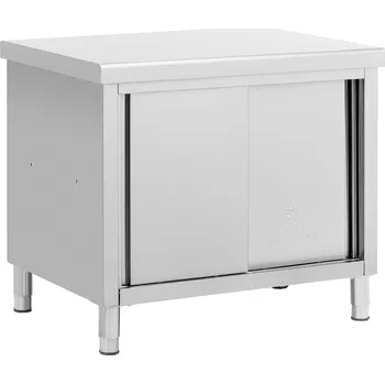 Kuchyňská skříňka Pracovní skříňka z ušlechtilé oceli s průchodkou - ECO - 100 x 70 cm - 500 kg - Royal Catering RCSSCB-100X70-H