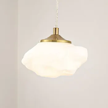 Závěsné svítidlo Lindby Piatra, opál/mosaz, sklo, Ø 16 cm, G9 - Stříška - Ø 10 cm, výška 2,5 cm bílá 1 x 8 W LED - Doprava zdarma