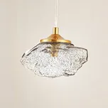 Závěsné svítidlo Lindby Piatra, kouř/mosaz, sklo, Ø 16 cm, G9 - Stříška - Ø 10 cm, výška 2,5 cm Černá, mosaz 1 x 8 W LED - Doprava zdarma