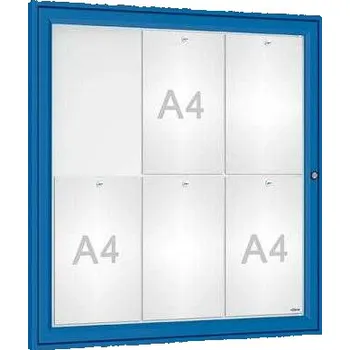 Informační tabulka Venkovní elegantní vitrína Tradition, 6 x A4, modrá + doprava zdarma