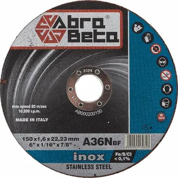 Řezný kotouč Abra Beta Kotouč řezný na nerez, rovný 150x1,6, Ř/R