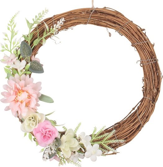 Věnec s dekoracemi 23 cm, růžový