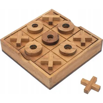 Dřevěná hračka Dřevěná stolní hra 2D Tic Tac Toe (Nights & Crosses) pro dospělé a děti