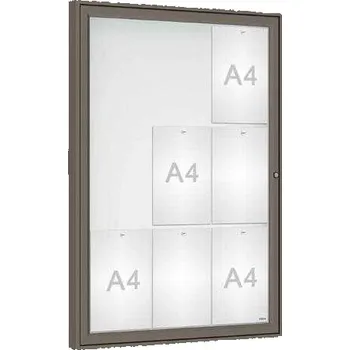 Informační tabulka Venkovní vitrína Classique, 9 x A4, sklo, šedá PRO + doprava zdarma