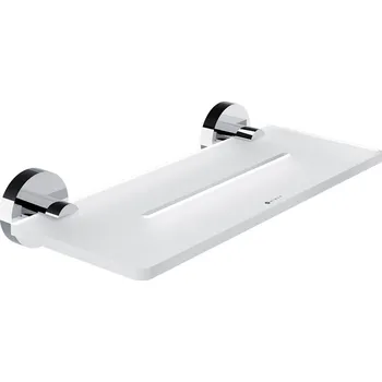 Koupelnový nábytek Police do koupelny s otvory, bílá matná plexiglass, úchyty chrom, 30 cm NIMCO IXI police UN X430-26 Nimco
