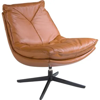 Křeslo Koňakově hnědé kožené otočné křeslo Angel Cerdá No. 5096