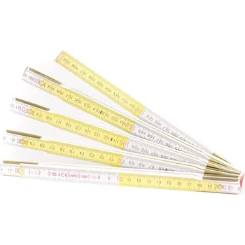 metr MasiPro Metr skládací 2m bílo-žlutý - dřevěný