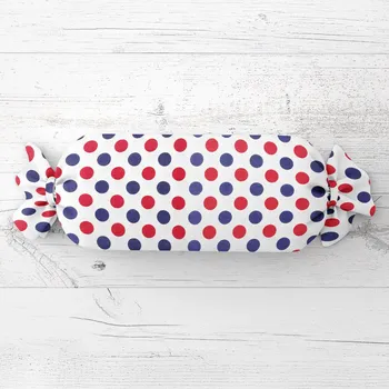 Dekorativní polštářek Polštář válec bonbon Sandra SA-242 Červené a modré puntíky 15x60 cm