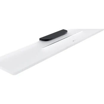 Koupelnový nábytek Police do koupelny s otvory, bílá matná plexiglass, úchyty černá matná, 60 cm NIMCO IXI police NKC X460-90 Nimco