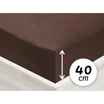 Prostěradlo Jersey napínací prostěradlo na extra vysokou matraci JR-026 Čokoládově hnědé 180 x 200 - výška 40 cm