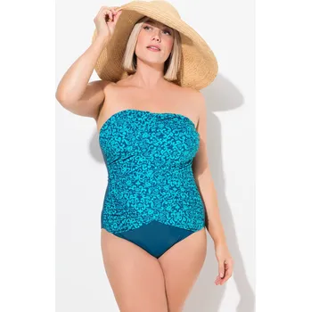 Dámské plavky Ulla Popken, Plus size Plavky, kašmírový vzor, měkké košíčky, odepínací ramínka, recyklovaný materiál pro plnoštíhlé nadměrná velikost, 836044755-1015, tyrkysový, 58, Nadměrné velikosti, Plus size oblečení, Oblečení pro boubelky, Oblečení pro baculky, Obl