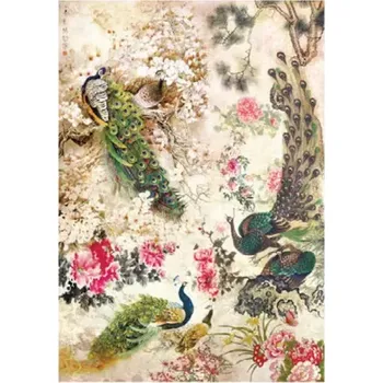 Umělecký papír Rýžový papír A4 No: 193 - Pávi a květy