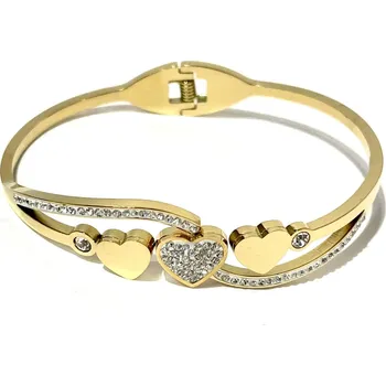 Náramek Prosperk Náramek z oceli zlatý se srdíčkem