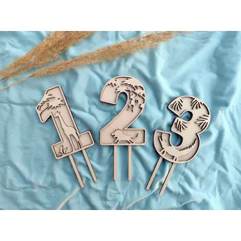 Party dekorace Dřevěná číslice do dortu s motivem Safari - D-decor 3
