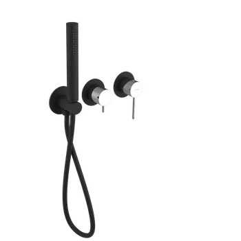 Vodovodní baterie Sapho Ultrasan Podomítková sprchová baterie s ruční sprchou, 2 výstupy, černá mat/chrom, UT045VBC