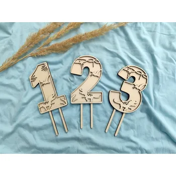 Party dekorace Dřevěná číslice do dortu s motivem Dinosaurů - D-decor 2