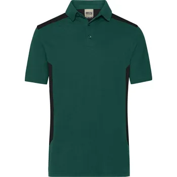 Pánské tričko James & Nicholson Polokošile Strong JN 1826, krátký rukáv, pánská COT02182683016-dark green/ 6XL Zelená tmavá/černá