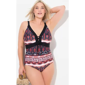 Dámské plavky Ulla Popken, Plus size Plavky, šněrování, měkké košíčky, recyklovaný materiál pro plnoštíhlé nadměrná velikost, 836028130-1016, modrý, 60, Nadměrné velikosti, Plus size oblečení, Oblečení pro boubelky, Oblečení pro baculky, Oblečení pro plnoštíhlé, Obleče