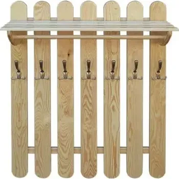 Věšák Dřevěná stěna - věšák s policí DT 346 80x100x33 cm borovice masiv