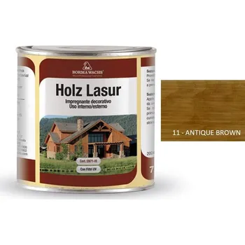 barva a nátěr na dřevo Borma wachs HOLZ LASUR – tónovaný impregnační voskový nátěr 0,75l, 11-antique brown