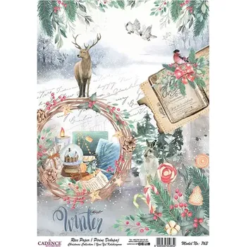 Výtvarný papír Rýžový papír A4 - 763 Cadence - Zimní krajina