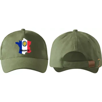 Kšiltovka kšiltovka s vlajkou FRANCIE khaki (pánská kšiltovka vlajka a znakem FRANCIE fRANCE)