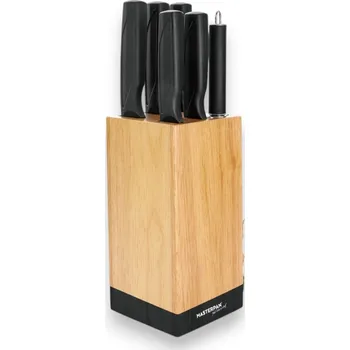 Kuchyňský nůž Sada kuchyňských nožů z nerezové oceli s dřevěným stojanem – 7 ks