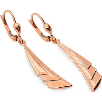Náušnice Visící náušnice s hladkou trojúhelníkovou ozdobou, růžové zlato IZ31506R + dárkové balení LUXUS zdarma