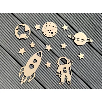 Dekorace do dětského pokoje Dřevěná sada Vesmír na zeď - D-decor