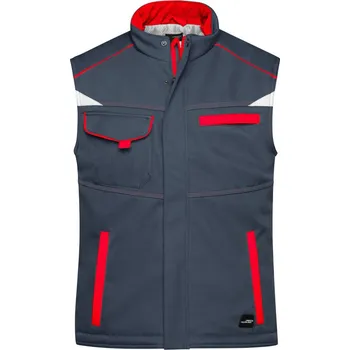 pracovní vesta James & Nicholson Vesta JN 854 Color, softshellová, zimní COT020854i7602-carbon/red M Šedá carbon/červená