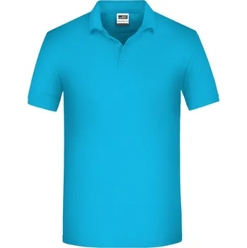 James & Nicholson Polokošile JN 874, bio bavlna, krátký rukáv, pánská COT02087444016-turquoise Tyrkysová 6XL