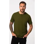 JP1880, Plus size Henley tričko, kolekce Basic, knoflíková léga, krátké rukávy pro plnoštíhlé nadměrná velikost, 726695438-1454, hnědý, 5XL, Plus size oblečení, Oblečení pro vysoké muže, Nadměrné velikosti, Oblečení pro plnoštíhlé.