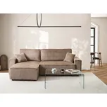 Rohová rozkládací pohovka světle hnědá manšestrové čalounění pravostranná stylový nábytek s polštáři obývací pokoj extra lůžko Beliani