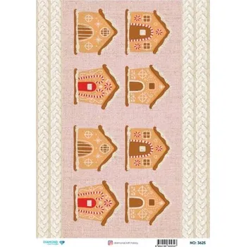 Umělecký papír Rýžový papír A4 - Vánoce a zima - Diamond 3625 - Perníková vesnička