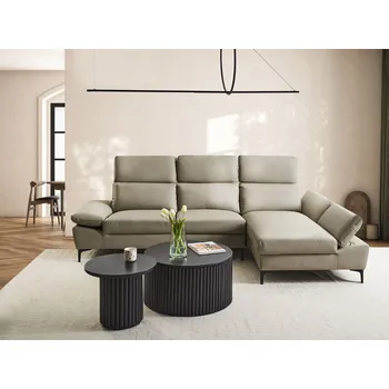 Pohovka Rohová pohovka taupe kožená čalounění levostranná s nastavitelnými opěrkami hlavy područky obývací pokoj Beliani