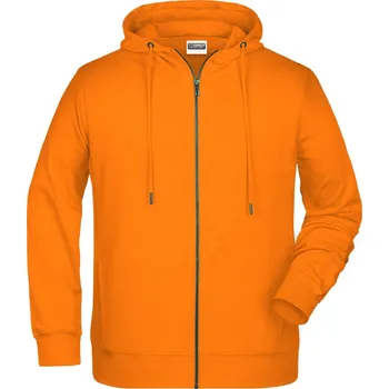 pracovní mikina James & Nicholson Mikina s kapucí JN 8026 na zip, pánská COT02802623515-orange Oranžová 5XL