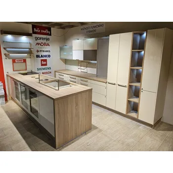 Kuchyňská linka Sestava kuchyně Zlín - Keid Techno - vystavený kus, dub/vanilka lesk