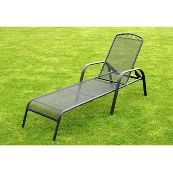 Zahradní lehátko Kovové venkovní lehátko na terasu / k bazénu, polohovací, černé