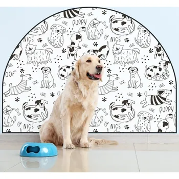 Samolepící dekorace Ochranná textilní nálepka na zeď - Oblouk - Veselí psi Bez jména, 120x96cm