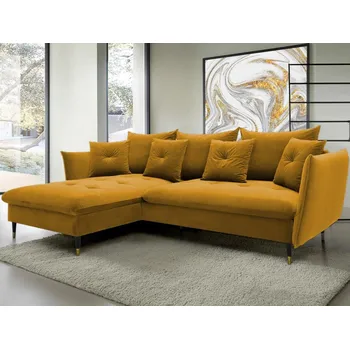 Sedací souprava Rohová sedací souprava Glam, tmavě žlutá látka, levý roh