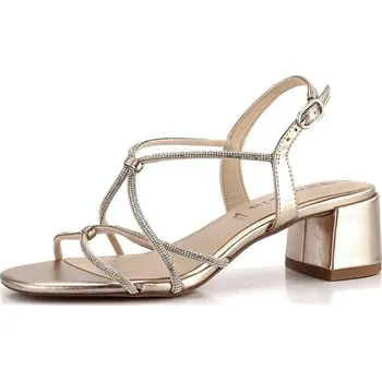 Dámská obuv Tamaris metalické páskové sandály na podpatku Light Gold 1-28236-42 - 36 | P685922