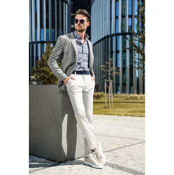 Pánské sako Pánské pleteninové sako Barva: Šedá, Velikost: 980, Střih: SLIM FIT