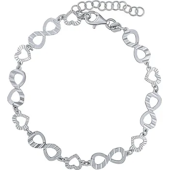 Šperk Stříbrný náramek se srdíčky a nekonečno Airi zdobený - 6 mm 17+3 cm